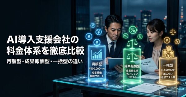 AI導入支援会社の料金体系を徹底比較｜月額型・成果報酬型・一括型の違い