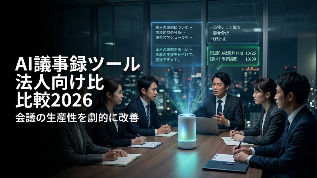 AI議事録ツール法人向け比較2026｜会議の生産性を劇的に改善