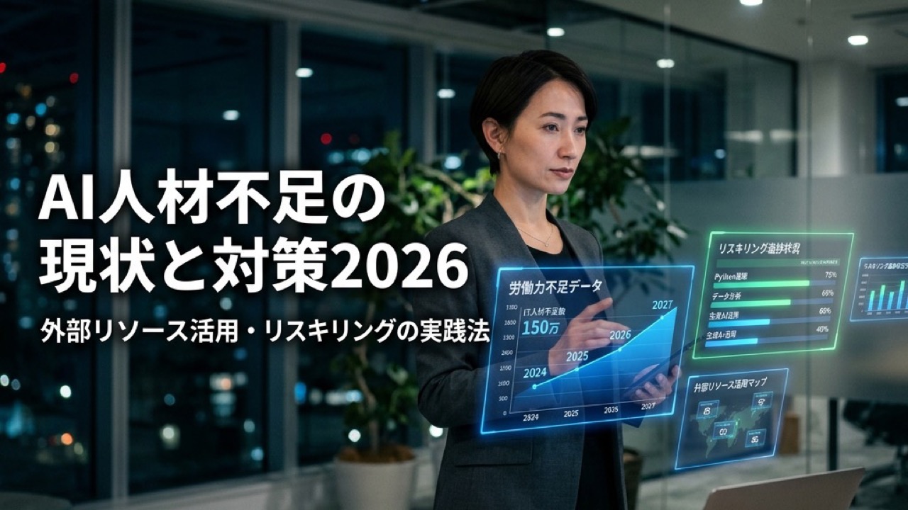 AI人材不足の現状と対策2026｜外部リソース活用・リスキリングの実践法